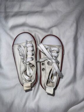 Bala White Canvas Kids Sneakers with Red Trim